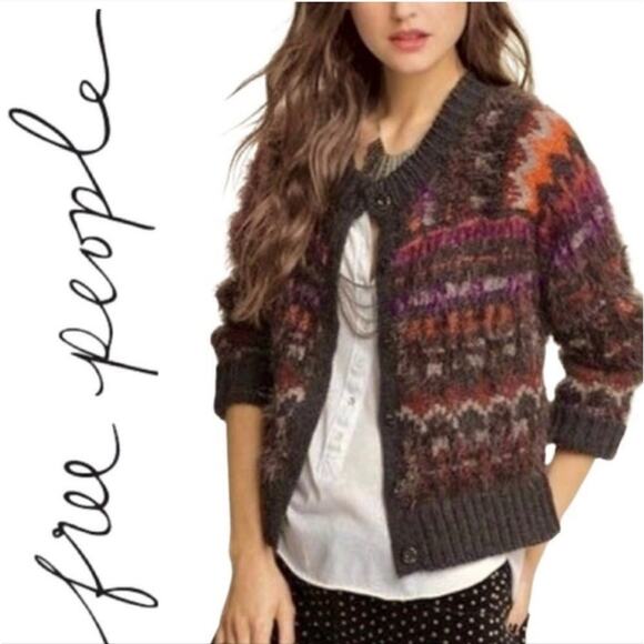 Free People Pattern Parti Cardi Small Cardigan Sweater - Picture 7 of 7